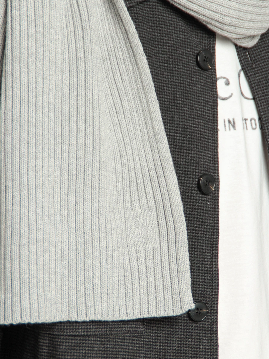 Серый хлопковый шарф с кашемиром